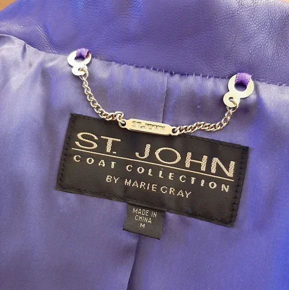ST. JOHN Leather Coat